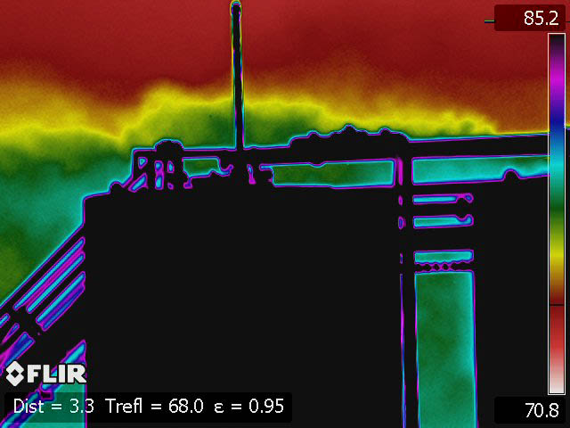 OGI Color gradient image of VOCs being emitted from a tank.