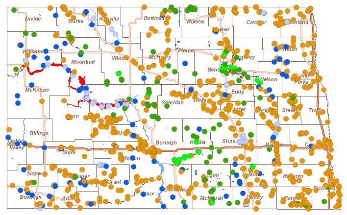 Surface water quality monitoring sites map.